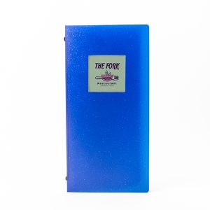 Slim Sparkly Blue Plastic Menus (IT934)