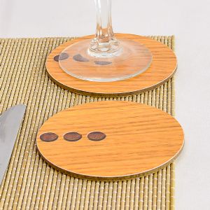 Round Light Wood Melamine Coasters (IT806W)