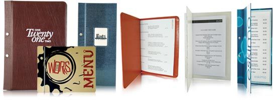 Restaurant hotel menu covers and folders