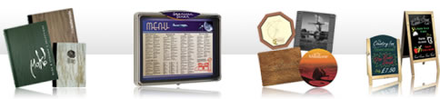 menu holders, folders, covers A boards for the restaurant pub industry