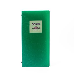 Sparkly Green Plastic Slim Menus (IT911)