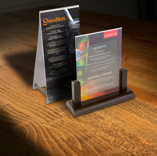 table top display, countertop display, table top menu holder