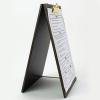 Folding table menus with wooden exterior display & strong metal clipboards