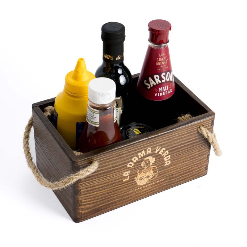 Large Wooden Condiment Box With Divider - View #5