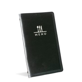 Faux Leather Stitched Menu Slim Black - Pack 10 - SI19