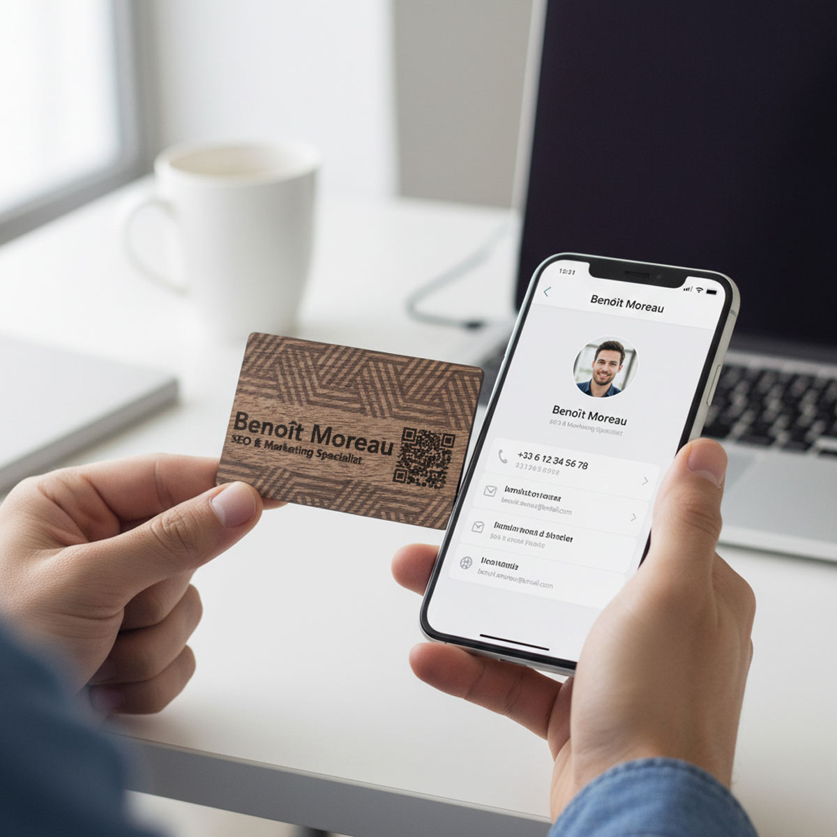 Printed NFC business card with a simple design