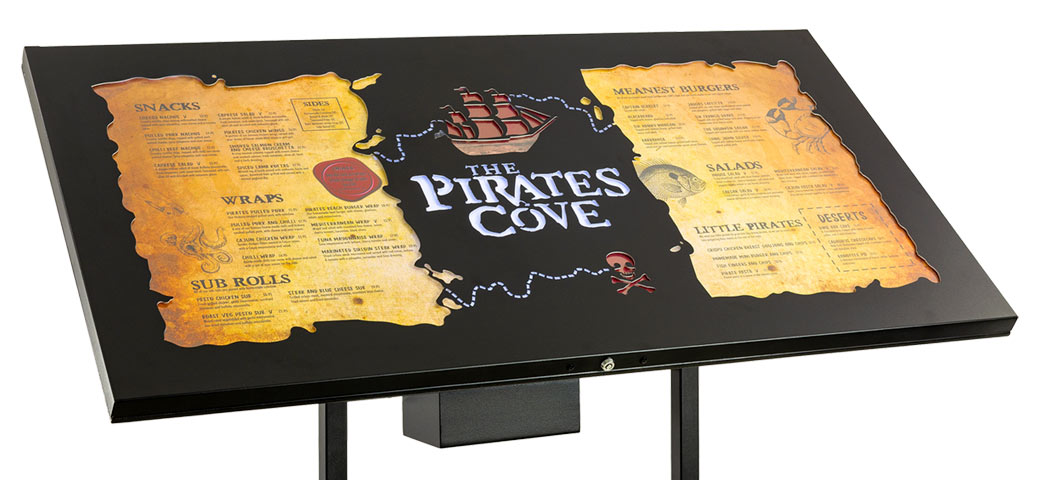 Pirates Cove menu stand