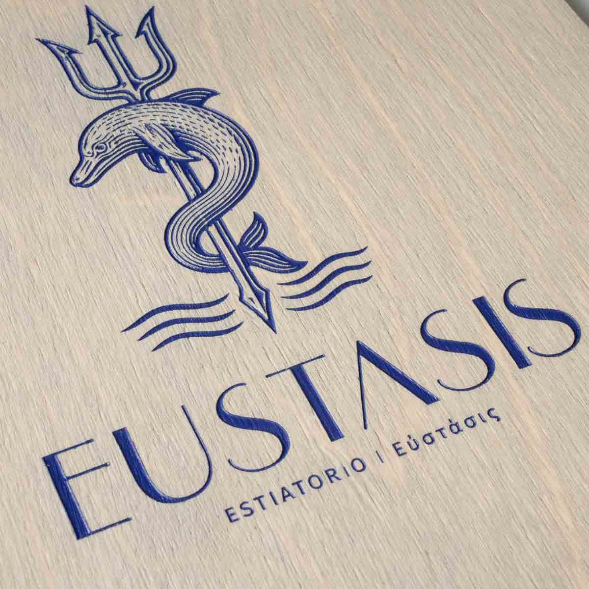 Wood engraving with colour infill personalisation example