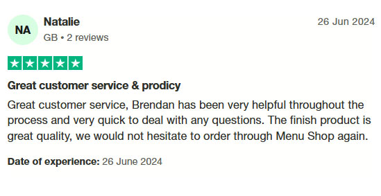 Natalie - Menu Shop Review