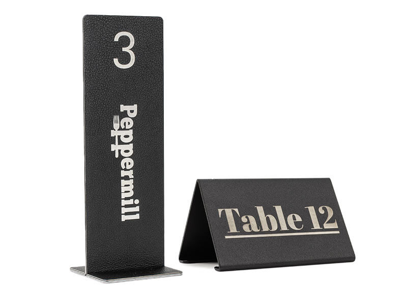 Range of wooden, metal and leather table top products for restaurants, pubs and bars.
